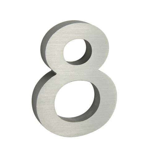 Domovní číslo 3D AL stříbrné matné - č. 8