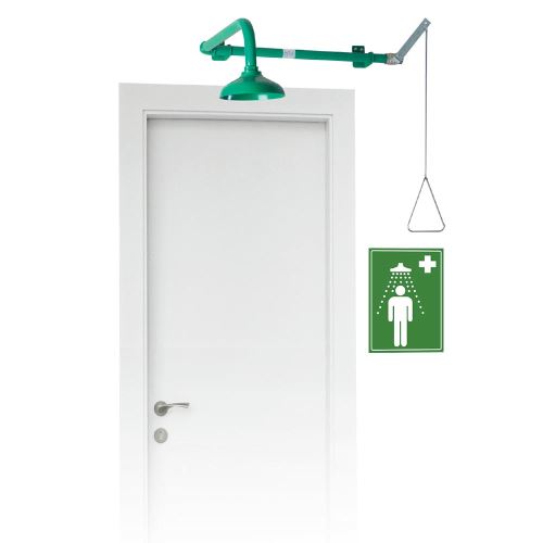 Tělní bezpečnostní sprcha pro umístění nad dveře