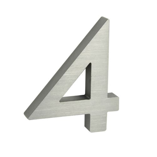 Domové číslo 3D AL strieborné matné - č. 4